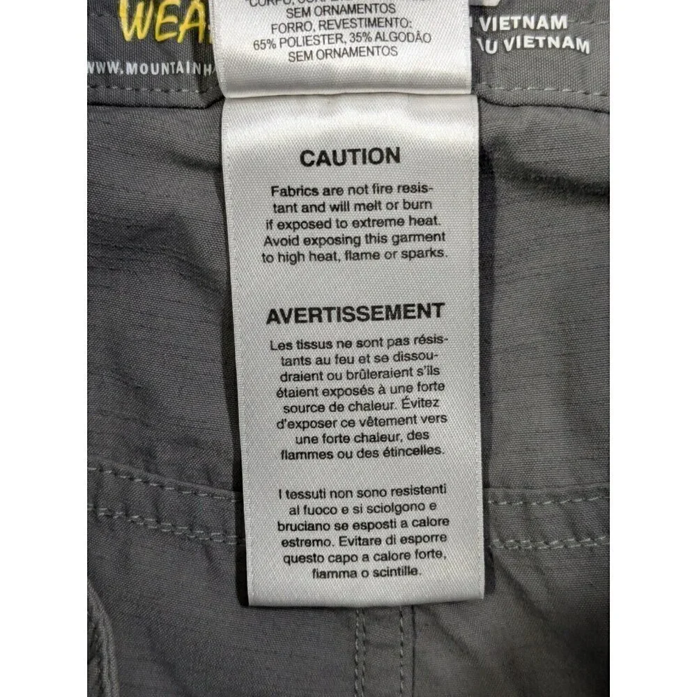 Mountain Hardwear Shorts Mens 30 (Measures 28) Nylon Hiking Outdoor Gray